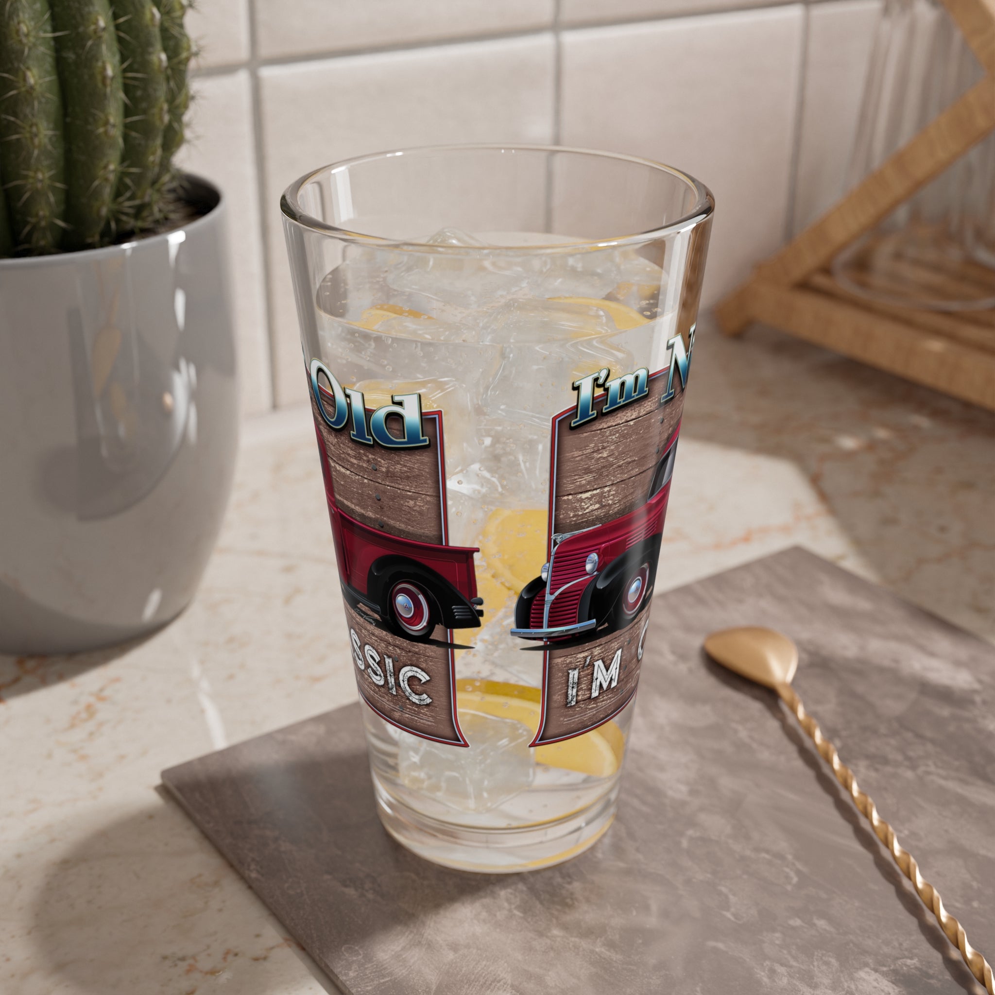 I’m Not Old, I’m Classic! ’39 Dodge Truck Mixing Glass, 16oz