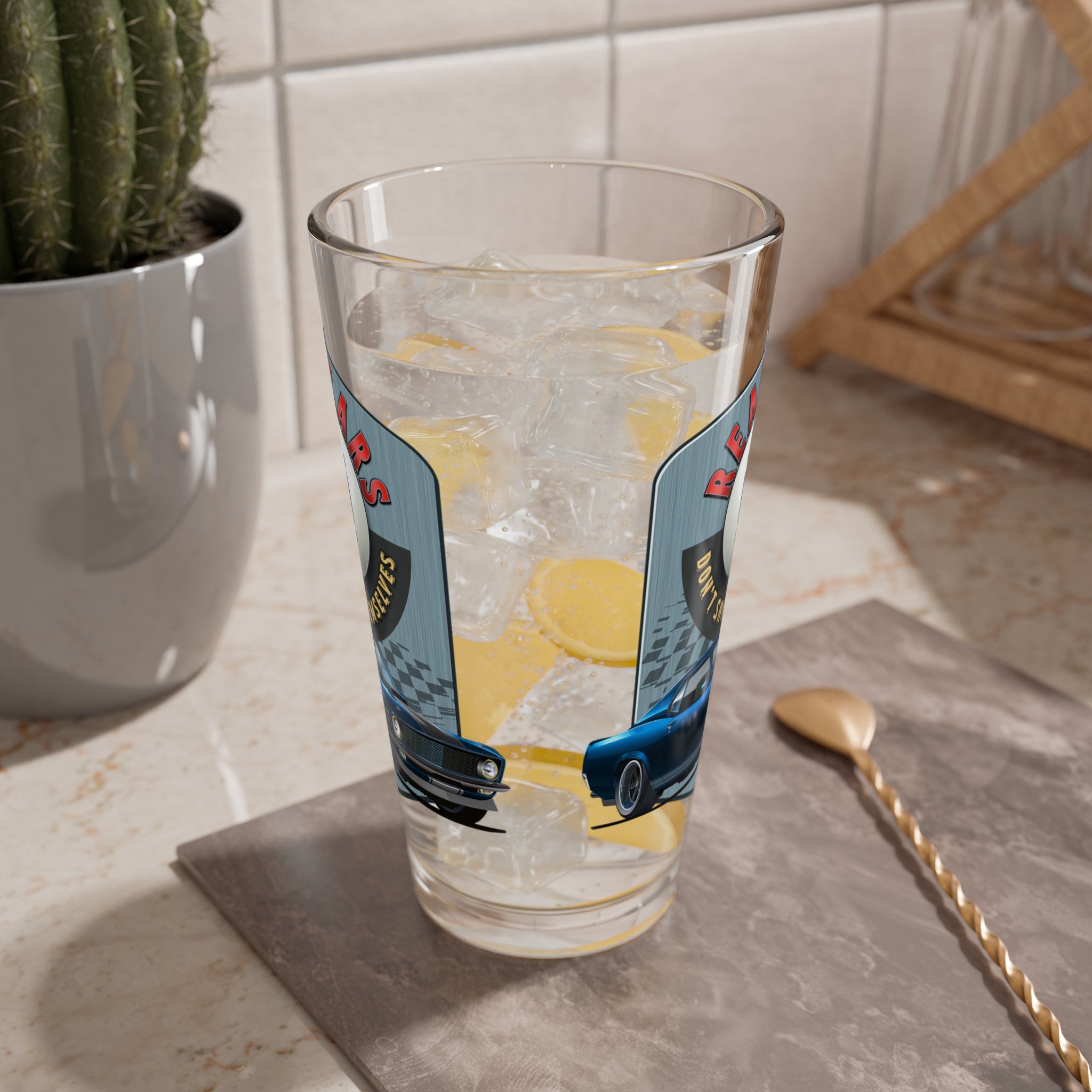 Real Cars Don’t Shift Themselves! ’70 Ford Mustang Mixing Glass, 16oz