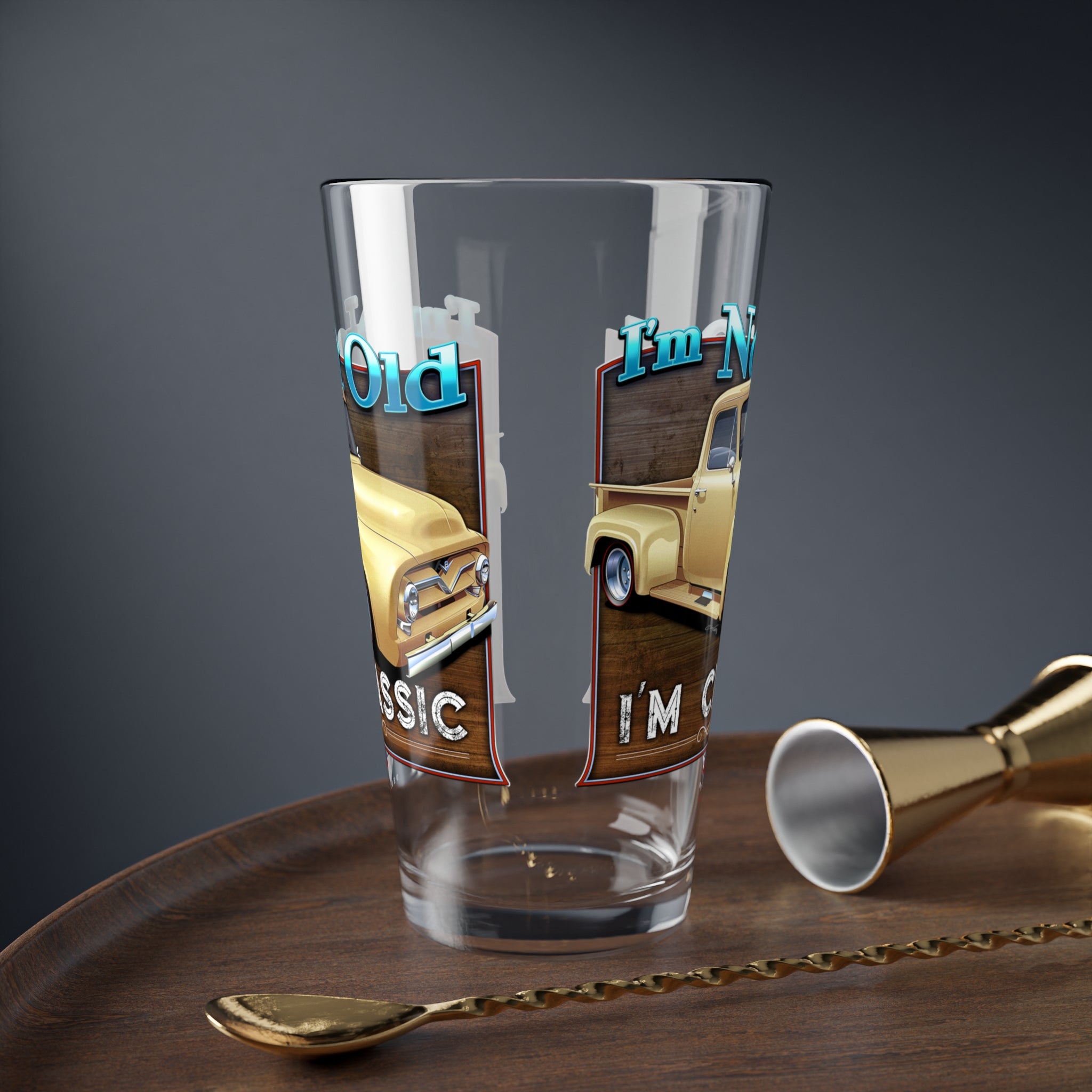I’m Not Old, I’m Classic! ’55 Ford Truck Mixing Glass, 16oz