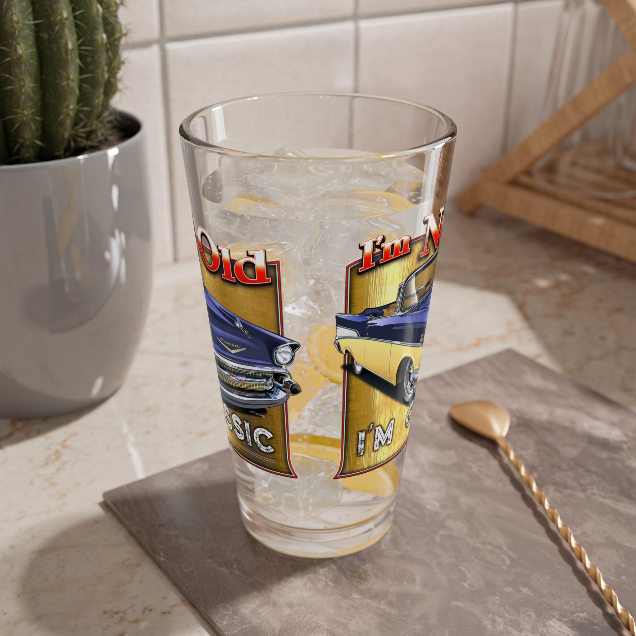 I’m Not Old, I’m Classic! ’57 Chevy Bel Air Mixing Glass, 16oz