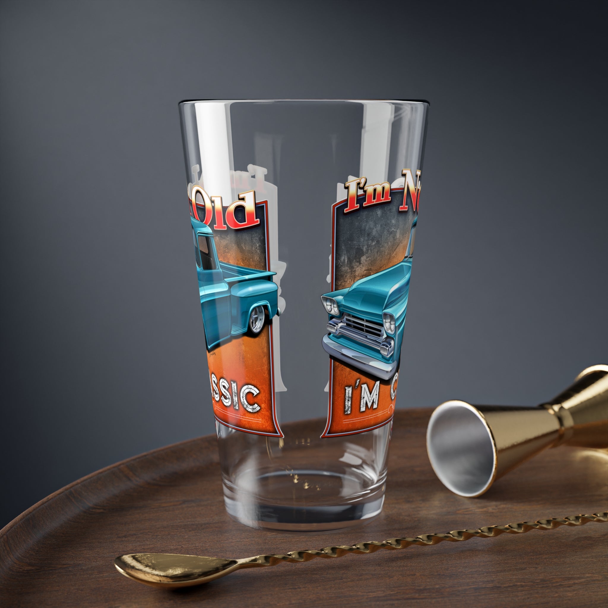 I’m Not Old, I’m Classic! ’58 Chevy Truck Mixing Glass, 16oz