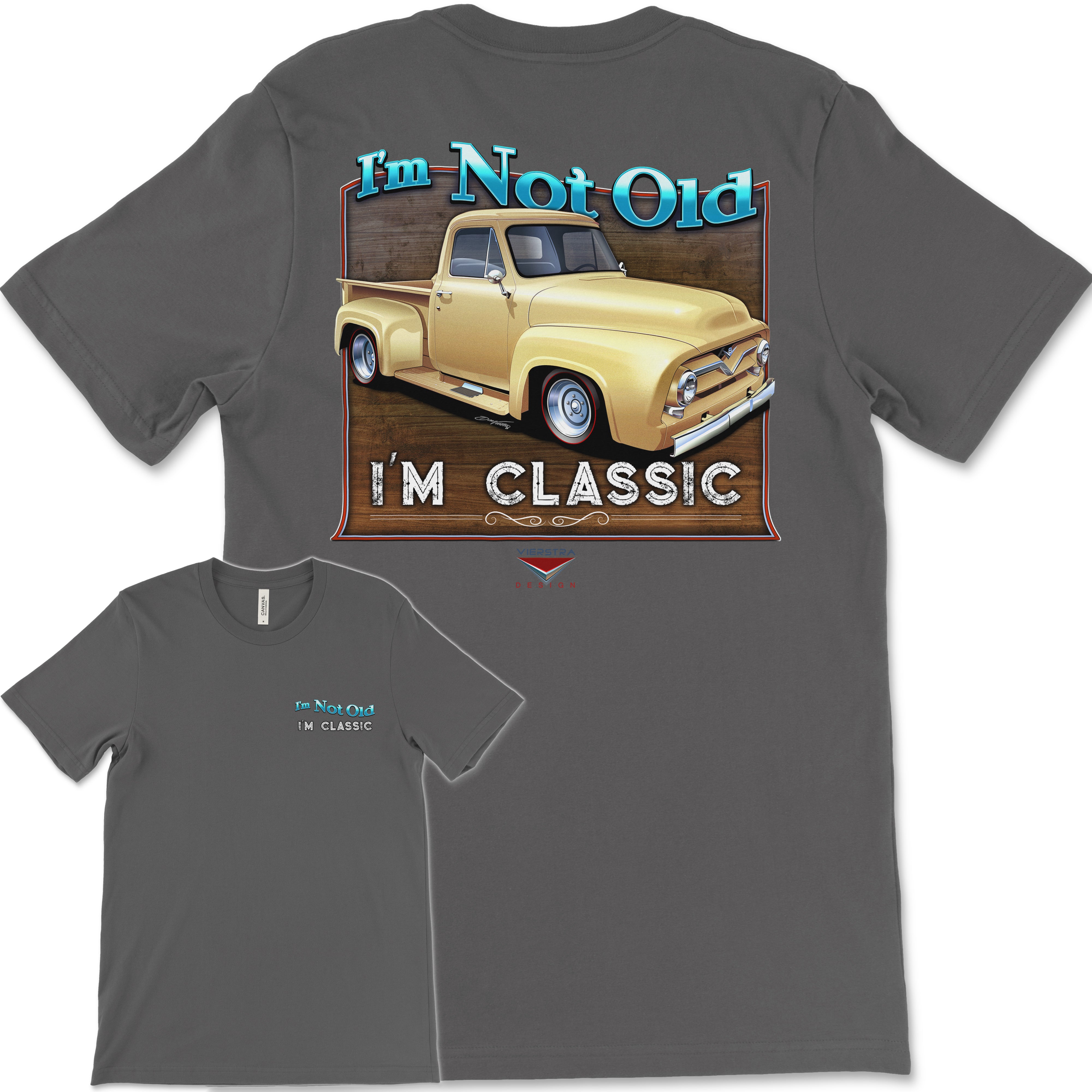 I'm Not Old, I'm Classic! '55 Ford Truck Bella+Canvas Unisex Short-Sleeve T-Shirt (Back Design)