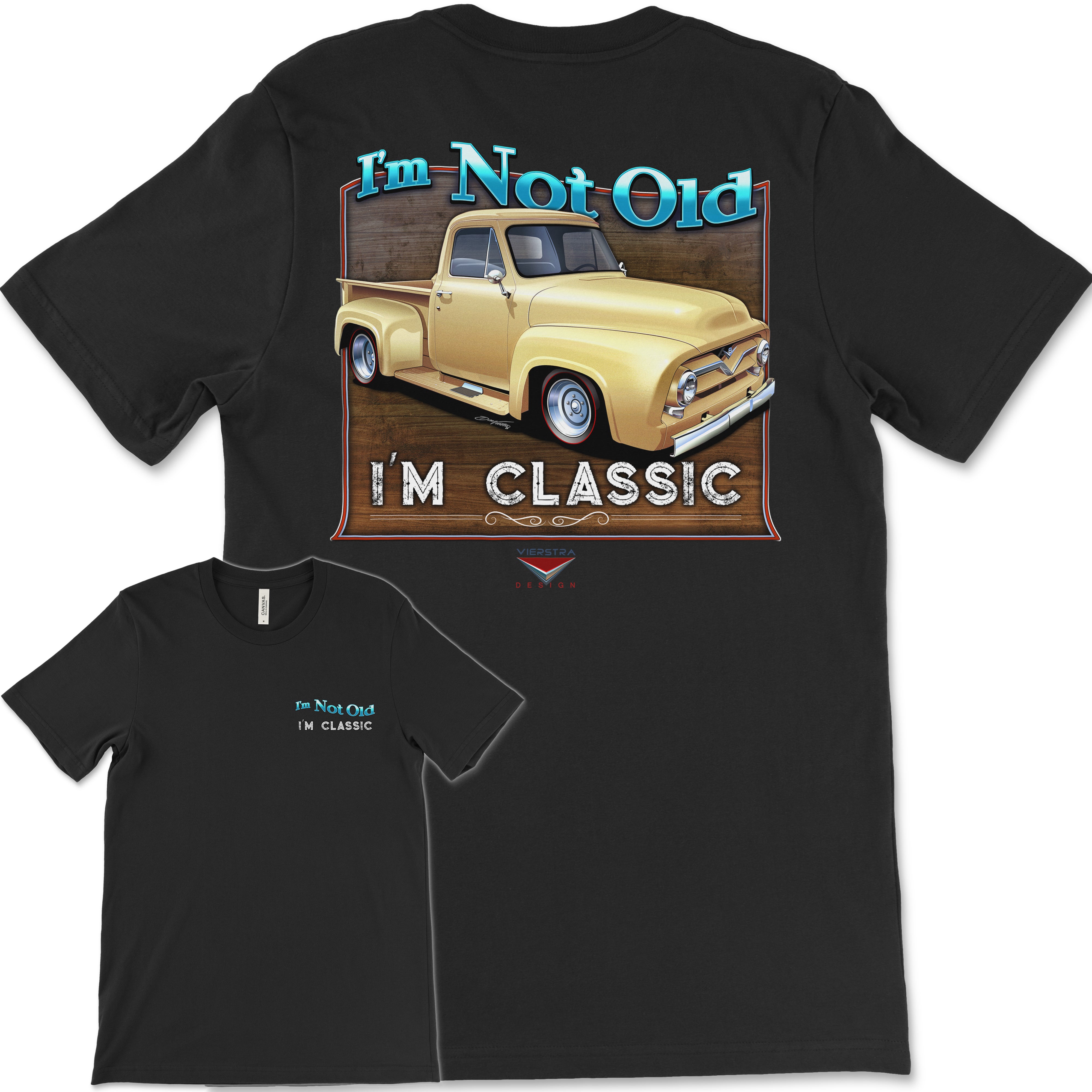 I'm Not Old, I'm Classic! '55 Ford Truck Bella+Canvas Unisex Short-Sleeve T-Shirt (Back Design)