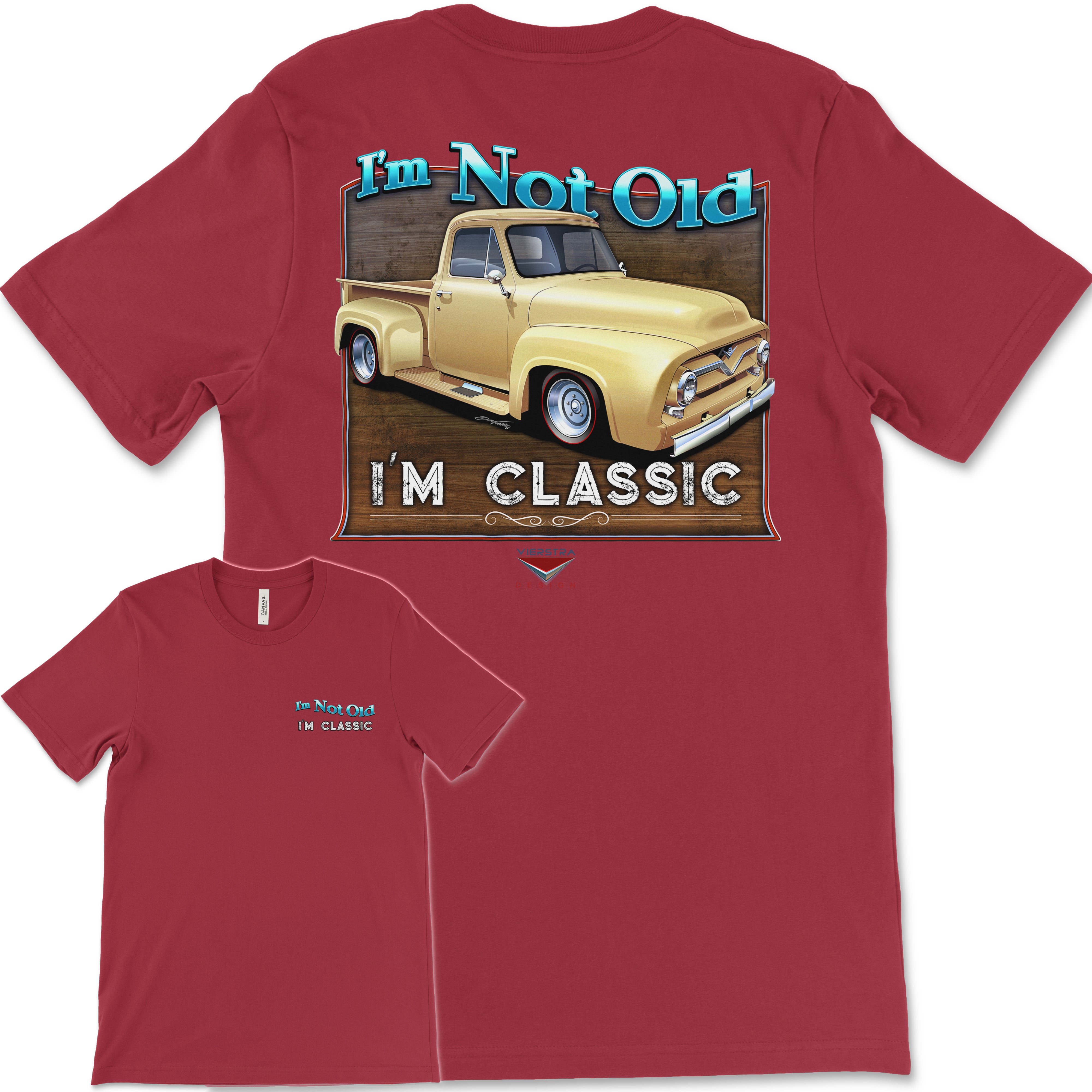 I'm Not Old, I'm Classic! '55 Ford Truck Bella+Canvas Unisex Short-Sleeve T-Shirt (Back Design)