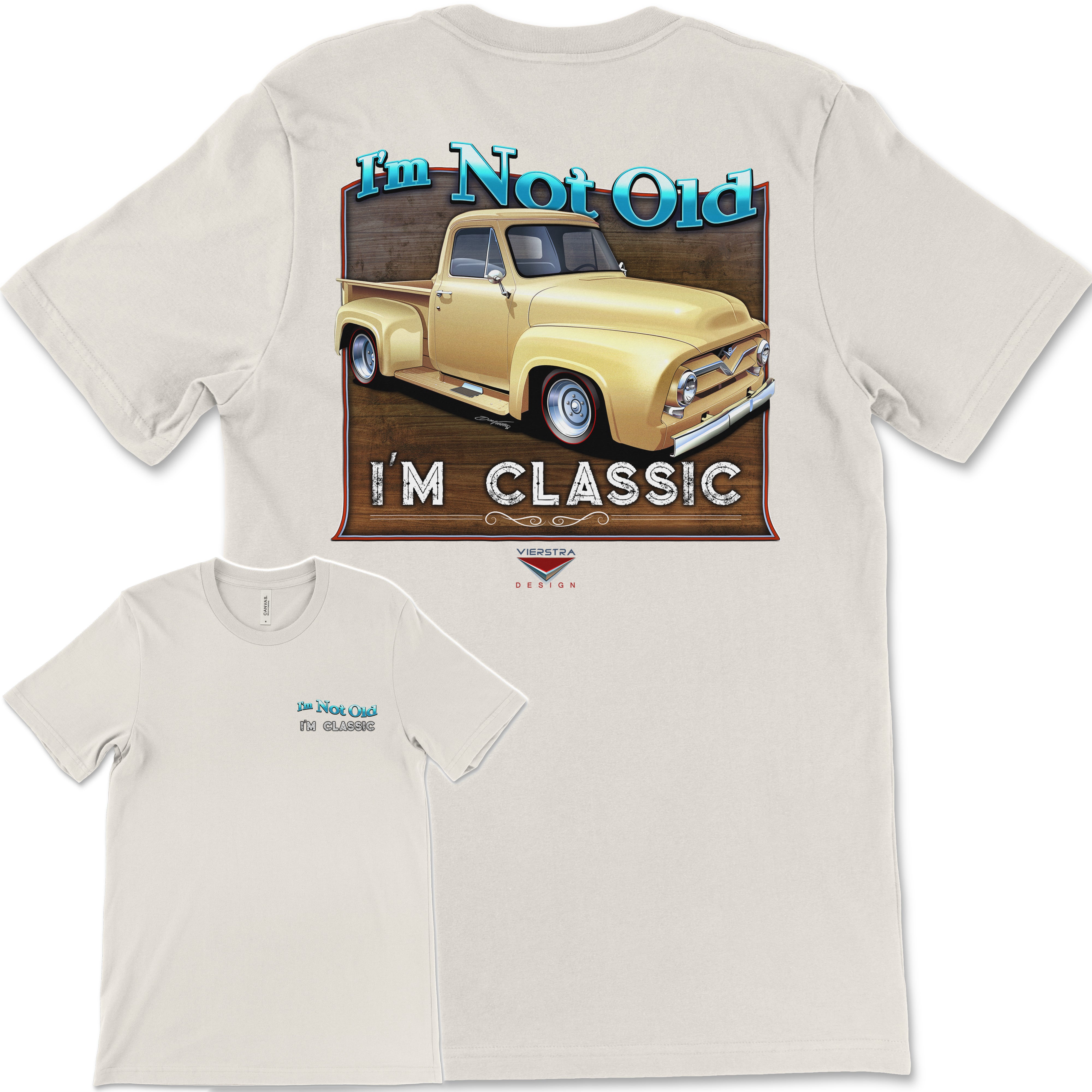 I'm Not Old, I'm Classic! '55 Ford Truck Bella+Canvas Unisex Short-Sleeve T-Shirt (Back Design)