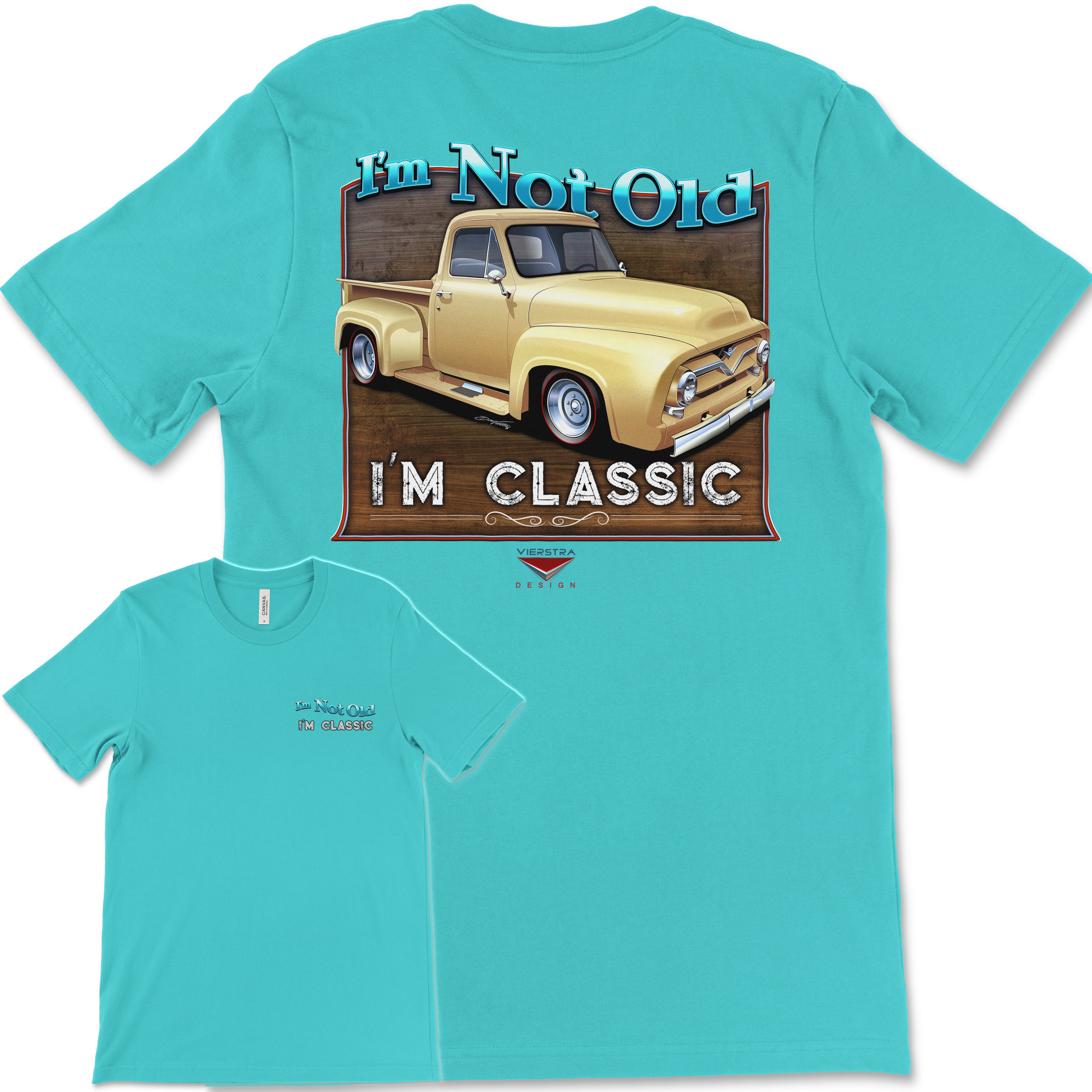 I'm Not Old, I'm Classic! '55 Ford Truck Bella+Canvas Unisex Short-Sleeve T-Shirt (Back Design)