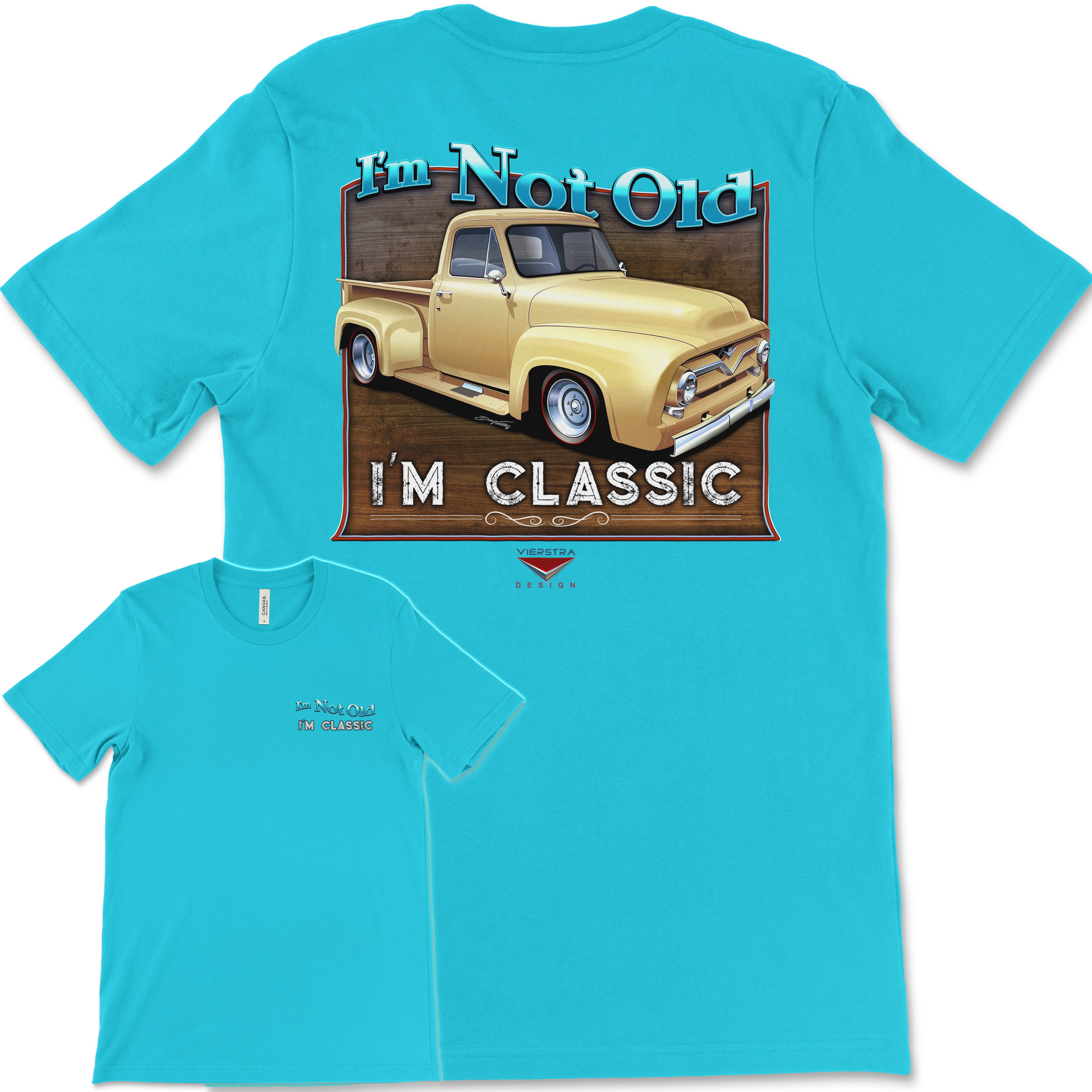 I'm Not Old, I'm Classic! '55 Ford Truck Bella+Canvas Unisex Short-Sleeve T-Shirt (Back Design)