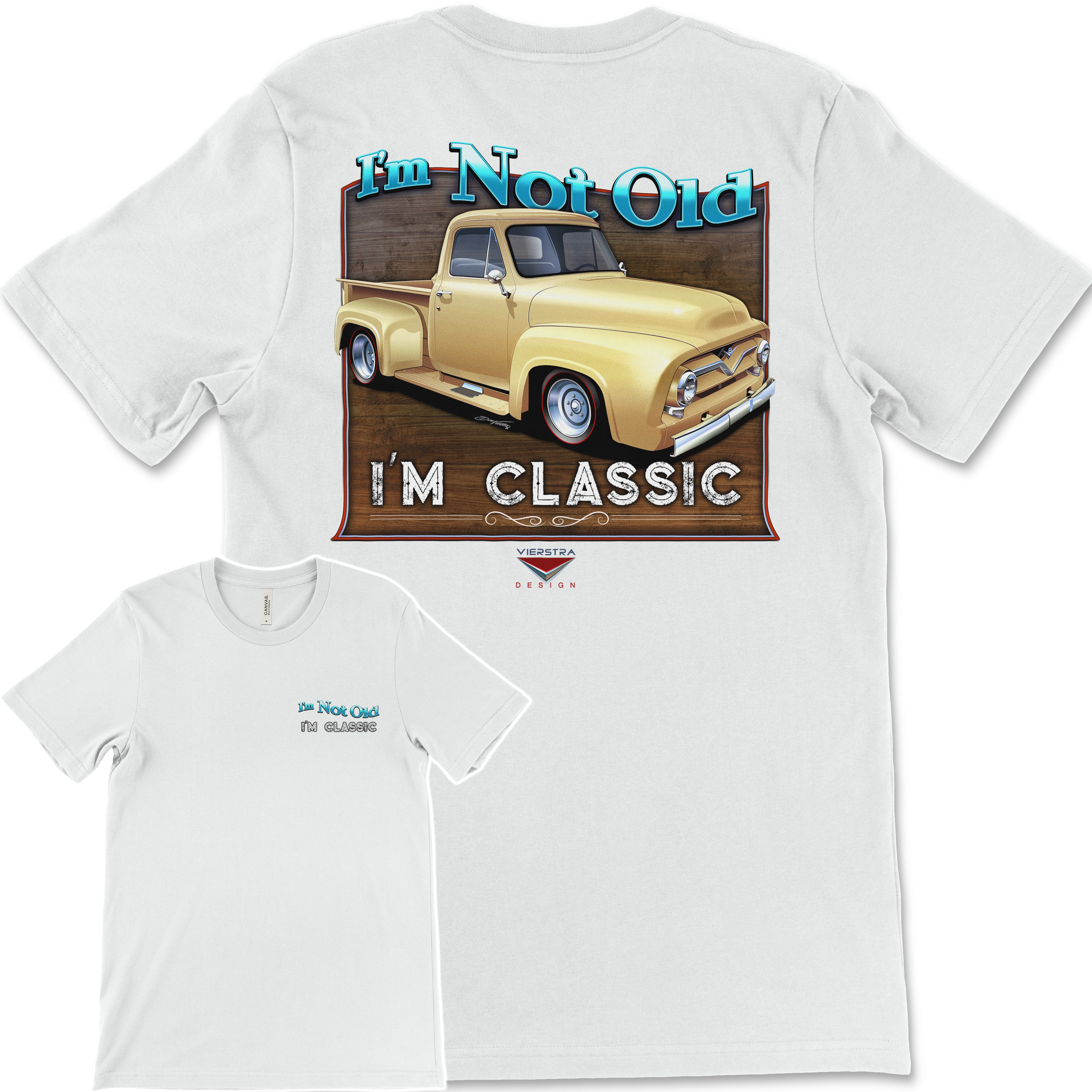 I'm Not Old, I'm Classic! '55 Ford Truck Bella+Canvas Unisex Short-Sleeve T-Shirt (Back Design)