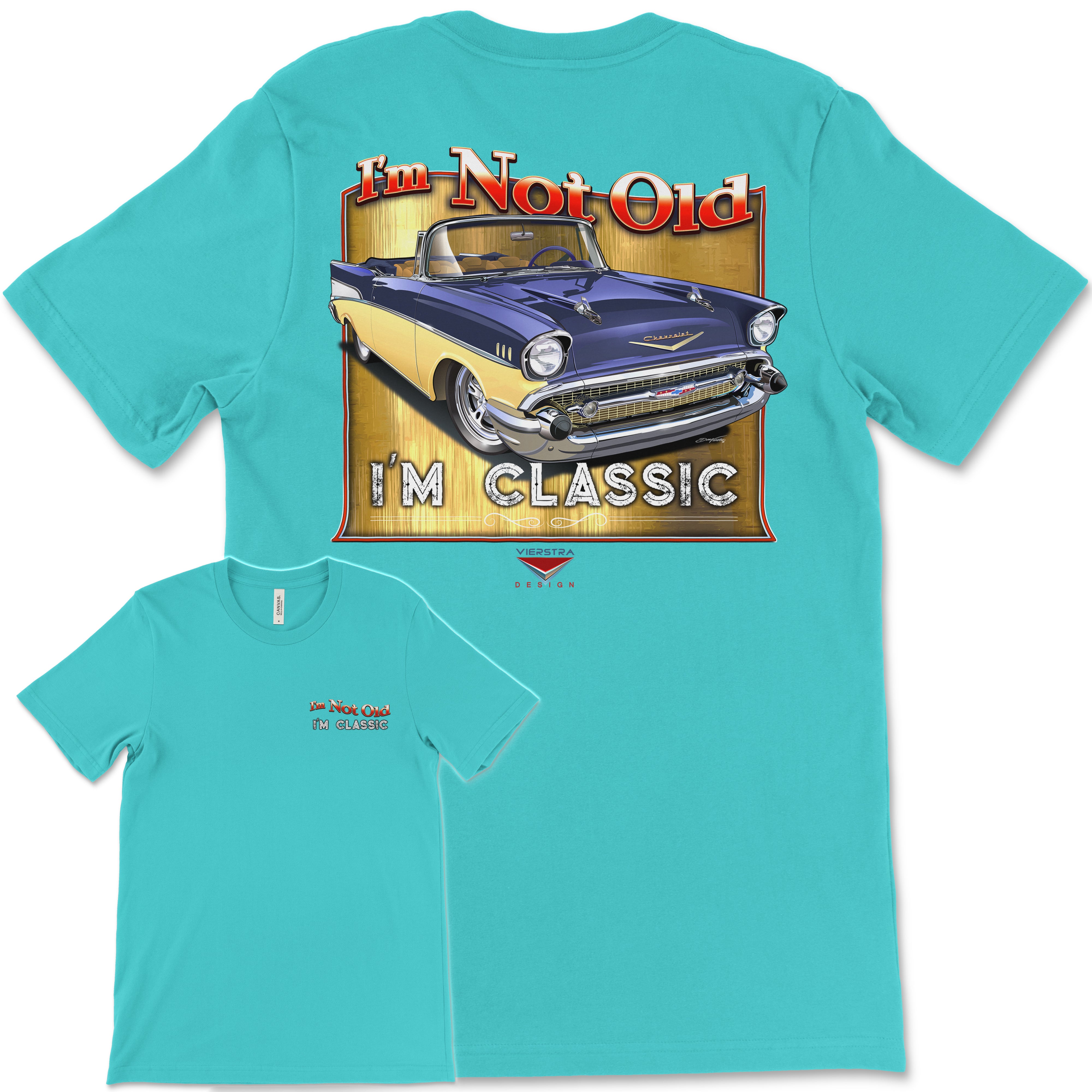 I'm Not Old, I'm Classic! '57 Chevy Bel Air Bella+Canvas Unisex Short-Sleeve T-Shirt (Back Design)