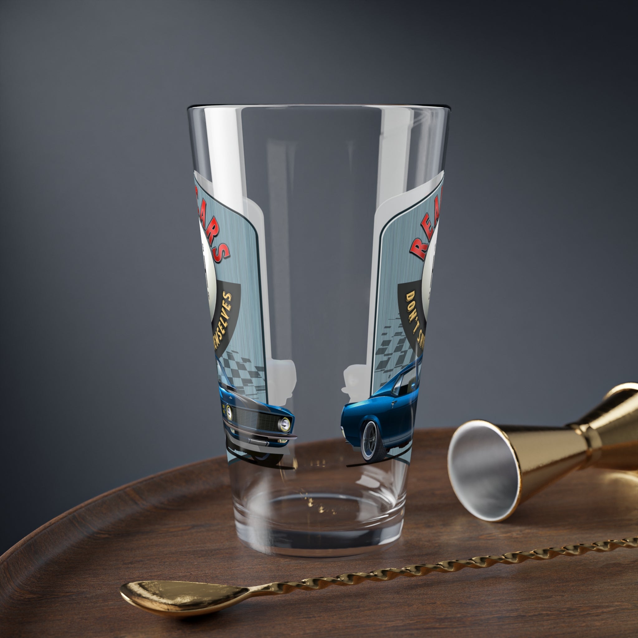 Real Cars Don’t Shift Themselves! ’70 Ford Mustang Mixing Glass, 16oz