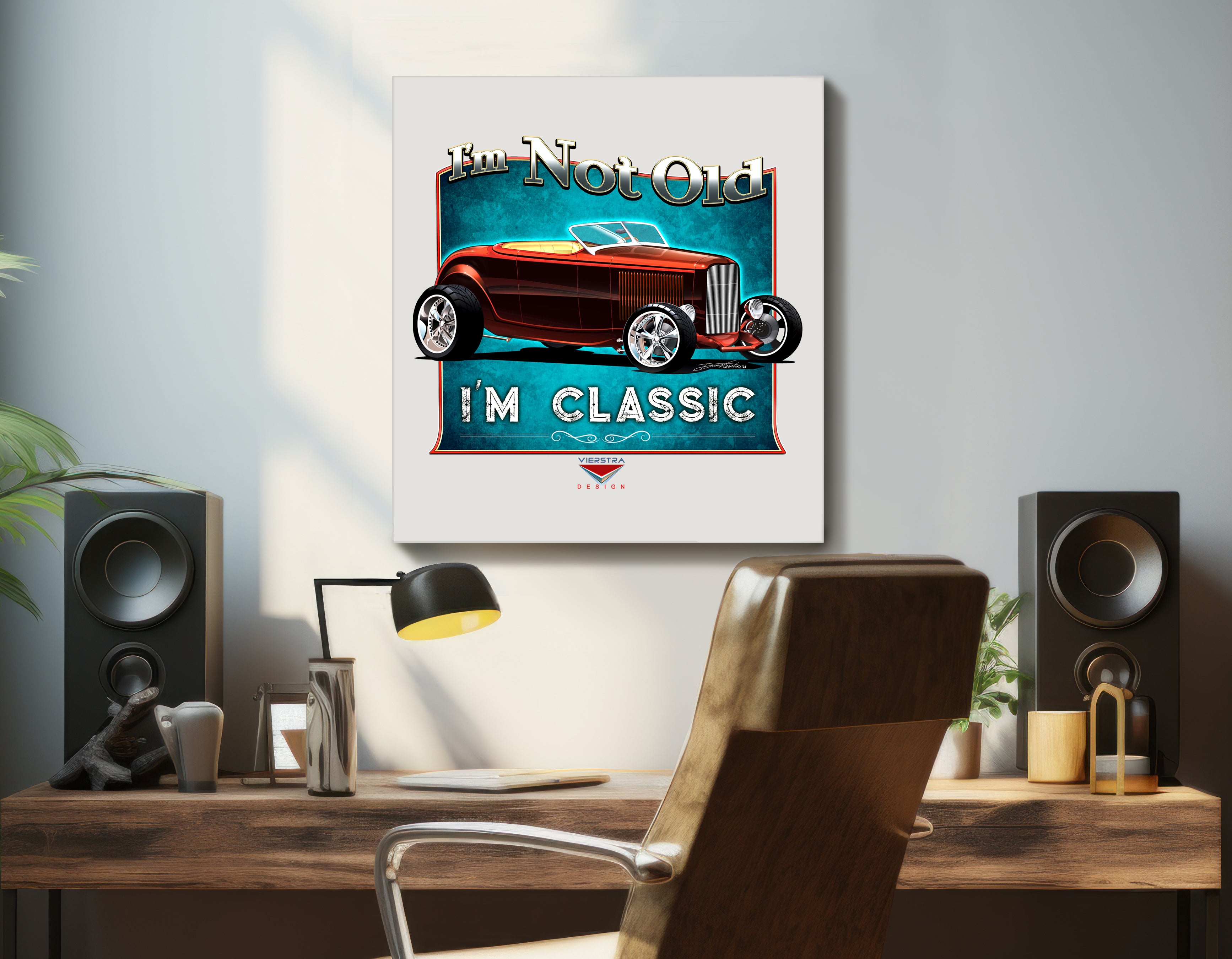 "I'm Not Old, I'm Classic" ’32 Ford Roadster Wall Canvas Art, Deluxe Square Canvas 1.5in Frame