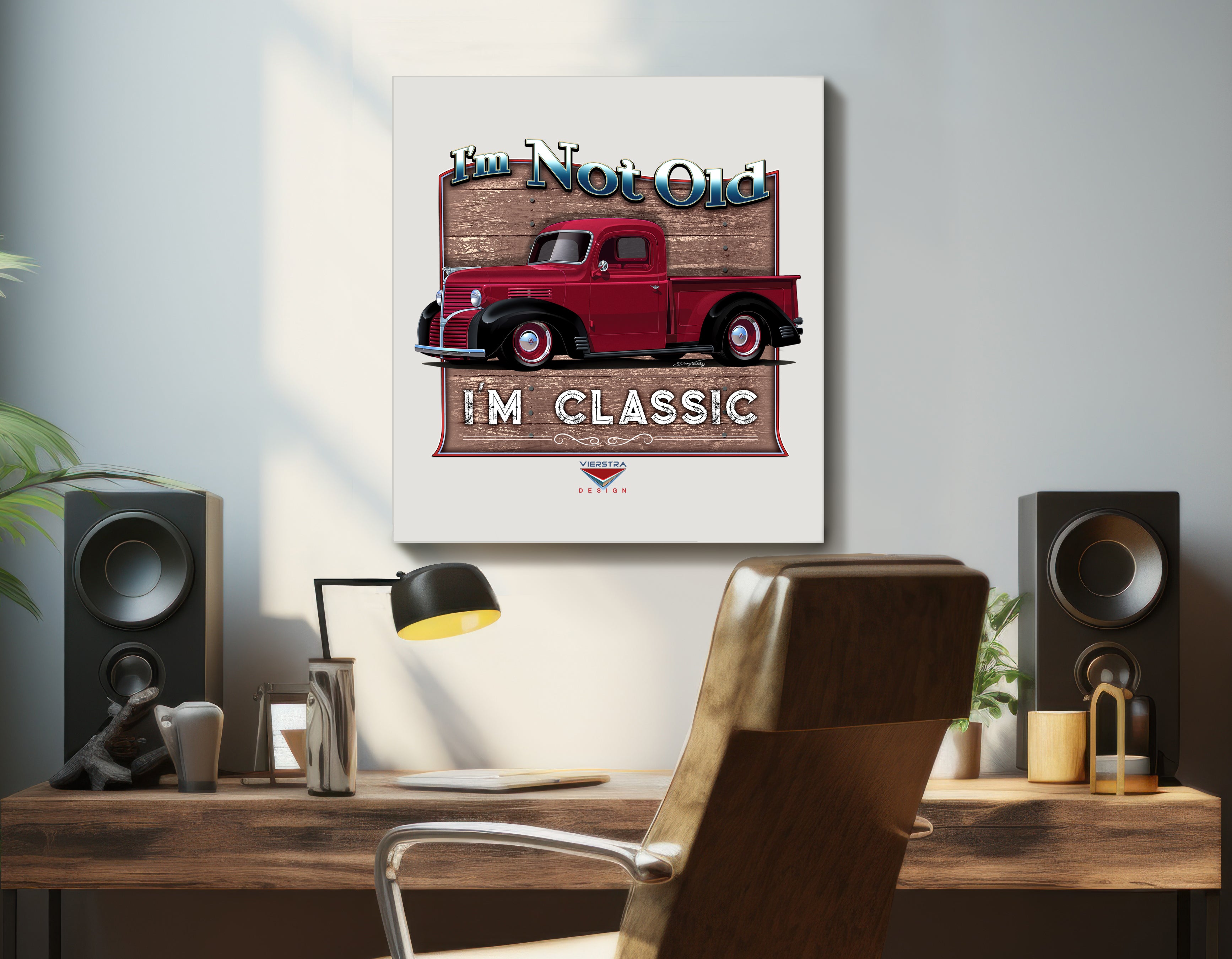 "I'm Not Old, I'm Classic" ’39 Dodge Truck Wall Canvas Art, Deluxe Square Canvas 1.5in Frame