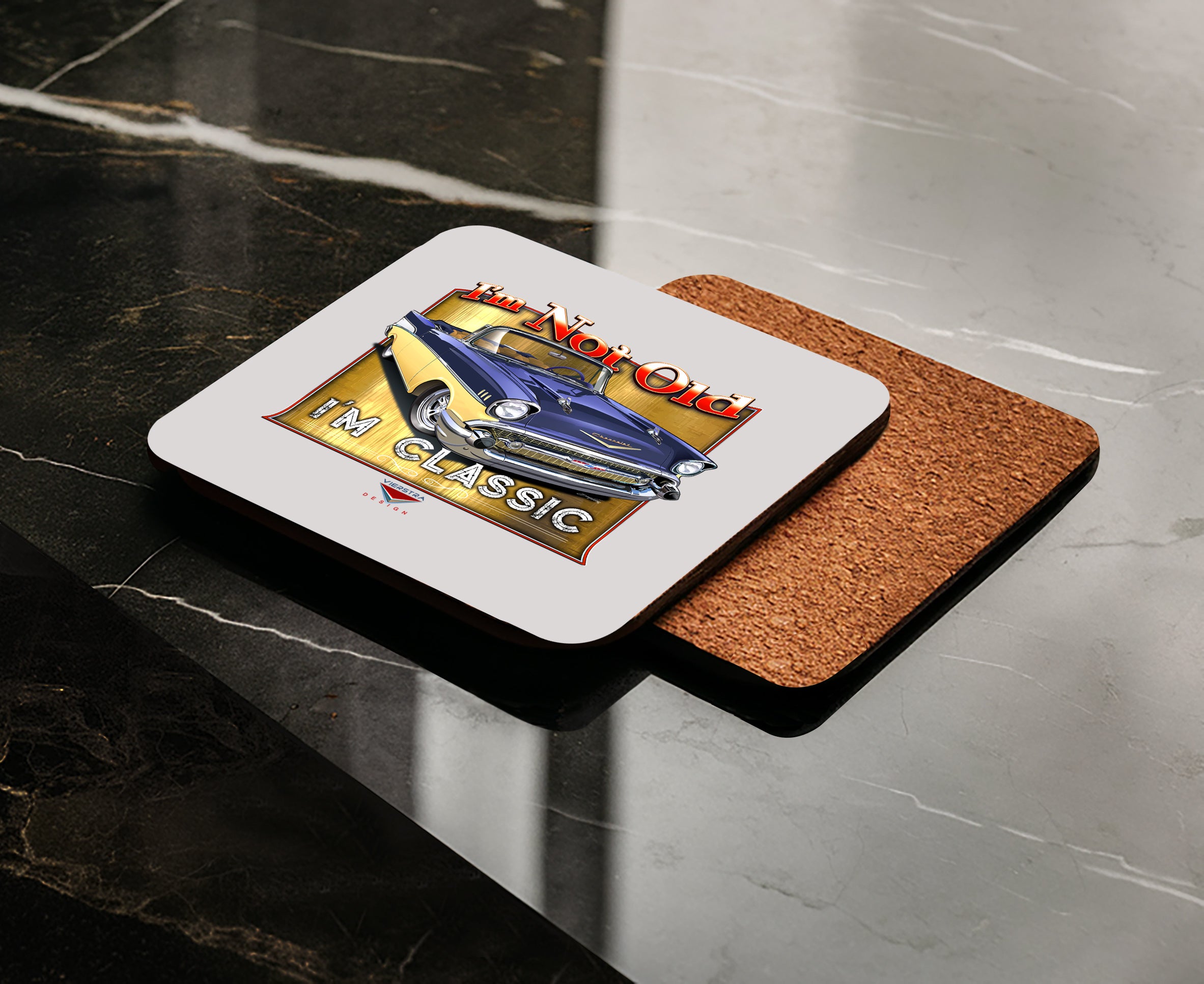 I’m Not Old, I’m Classic! ’57 Chevy Bel Air Drink Coaster