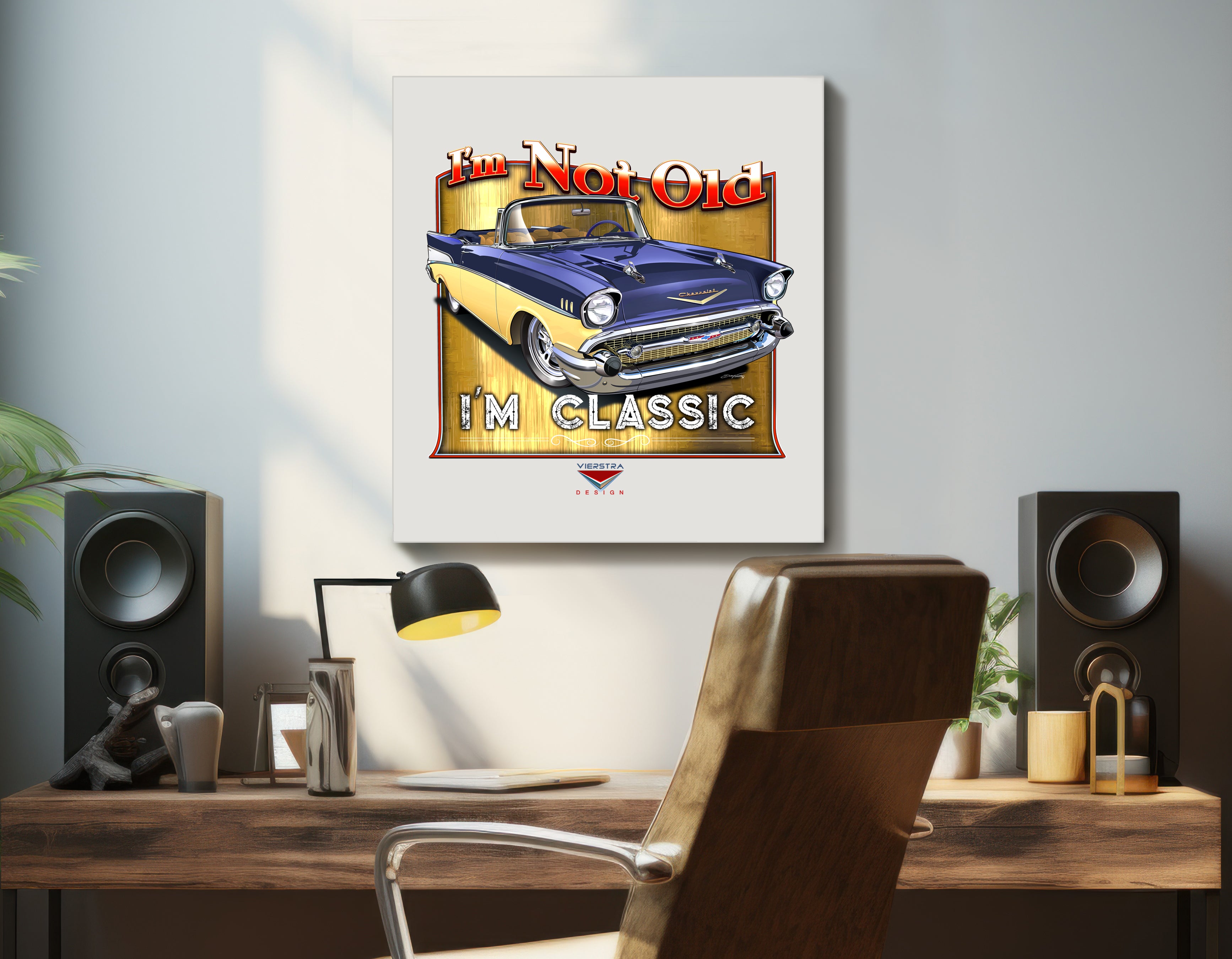 "I'm Not Old, I'm Classic" ’57 Chevy Bel Air Wall Canvas Art, Deluxe Square Canvas 1.5in Frame