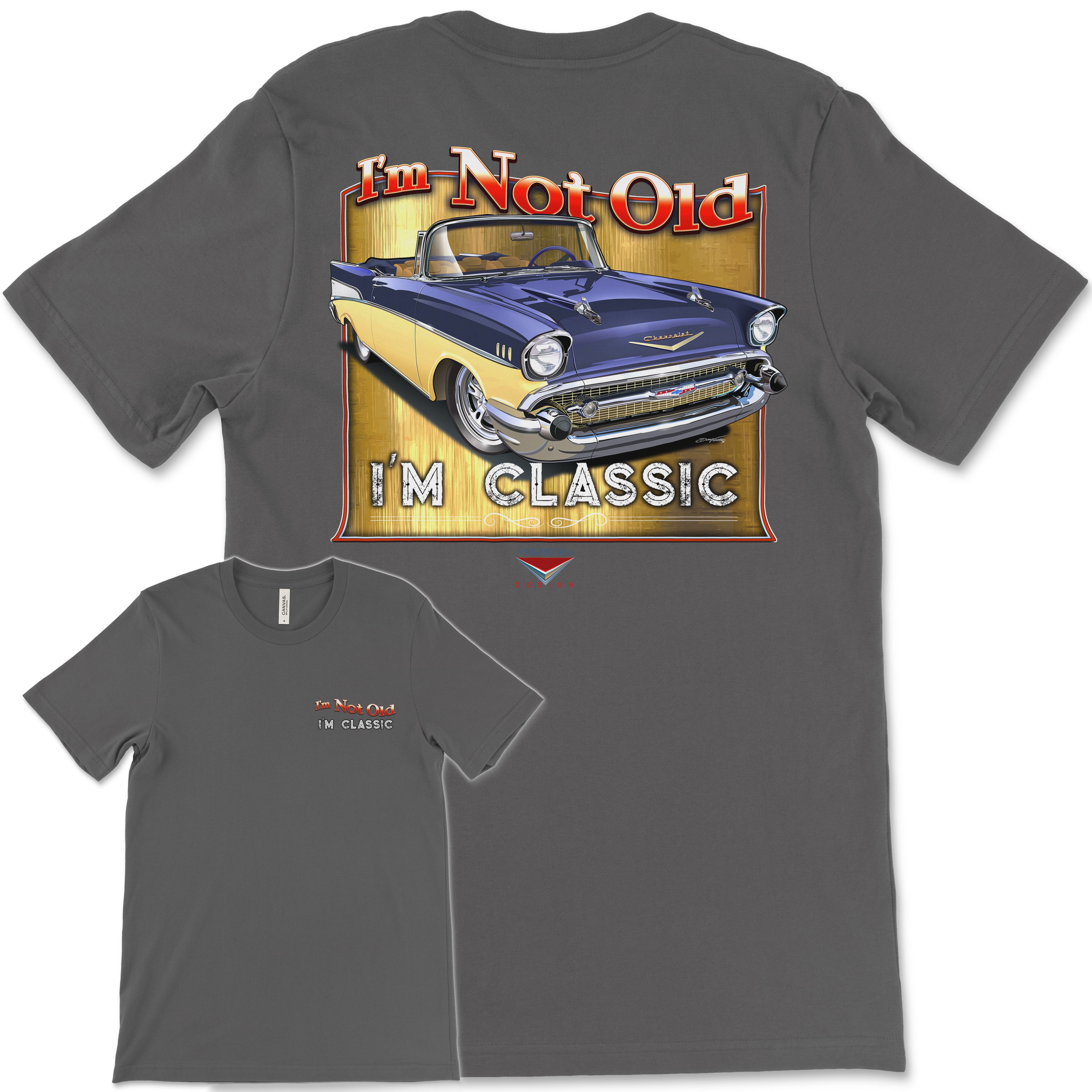 I'm Not Old, I'm Classic! '57 Chevy Bel Air Bella+Canvas Unisex Short-Sleeve T-Shirt (Back Design)