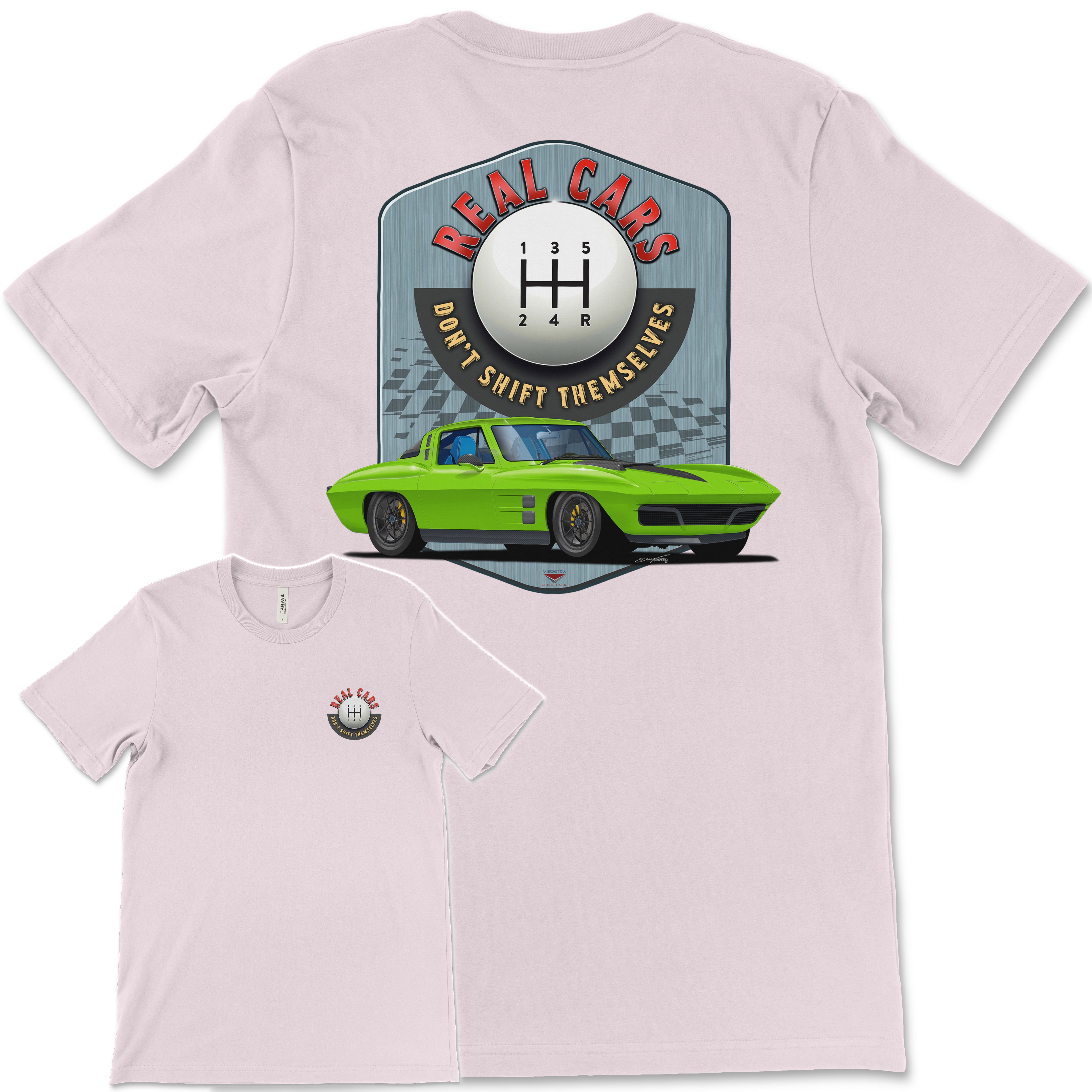 Real Cars Don’t Shift Themselves! '63 Chevy Corvette Bella+Canvas Unisex Short-Sleeve T-Shirt (Back Design)