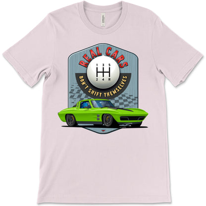 Real Cars Don’t Shift Themselves! '63 Chevy Corvette Bella+Canvas Unisex Short-Sleeve T-Shirt (Front Design)