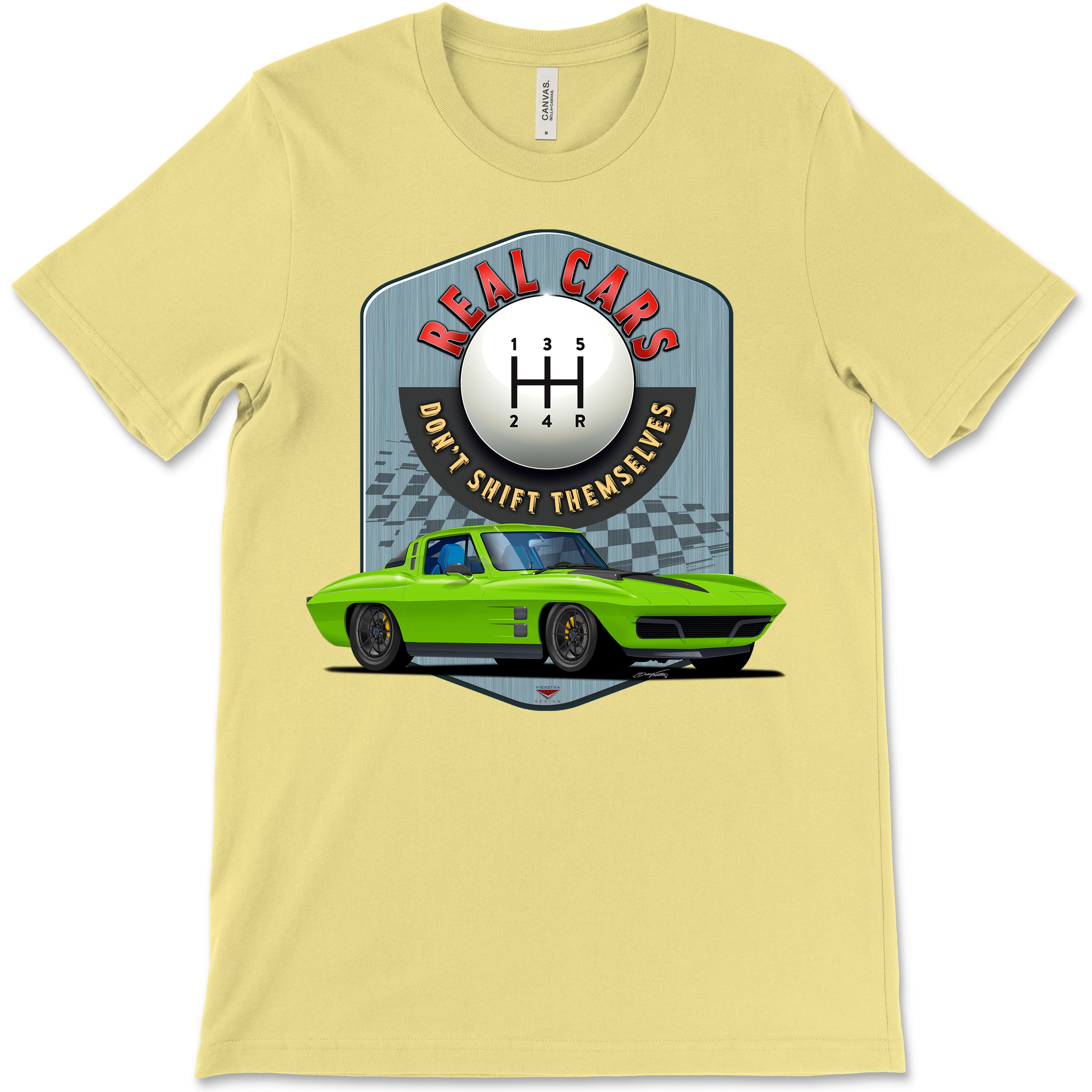 Real Cars Don’t Shift Themselves! '63 Chevy Corvette Bella+Canvas Unisex Short-Sleeve T-Shirt (Front Design)