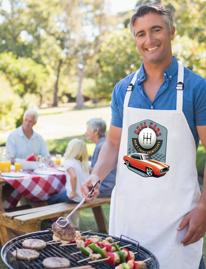 "Real Cars Don't Shift Themselves" ’69 Chevy Camaro Sustainable Unisex Cooking Bib Apron