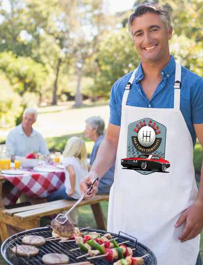 "Real Cars Don't Shift Themselves" ’73 Plymouth Roadrunner Sustainable Unisex Cooking Bib Apron