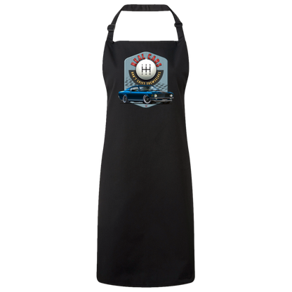 "Real Cars Don't Shift Themselves" ’70 Ford Mustang Sustainable Unisex Cooking Bib Apron