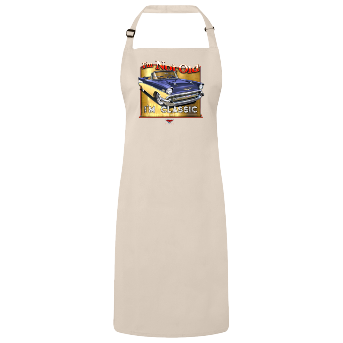 "I'm Not Old, I'm Classic" ’57 Chevy Bel Air Sustainable Unisex Cooking Bib Apron