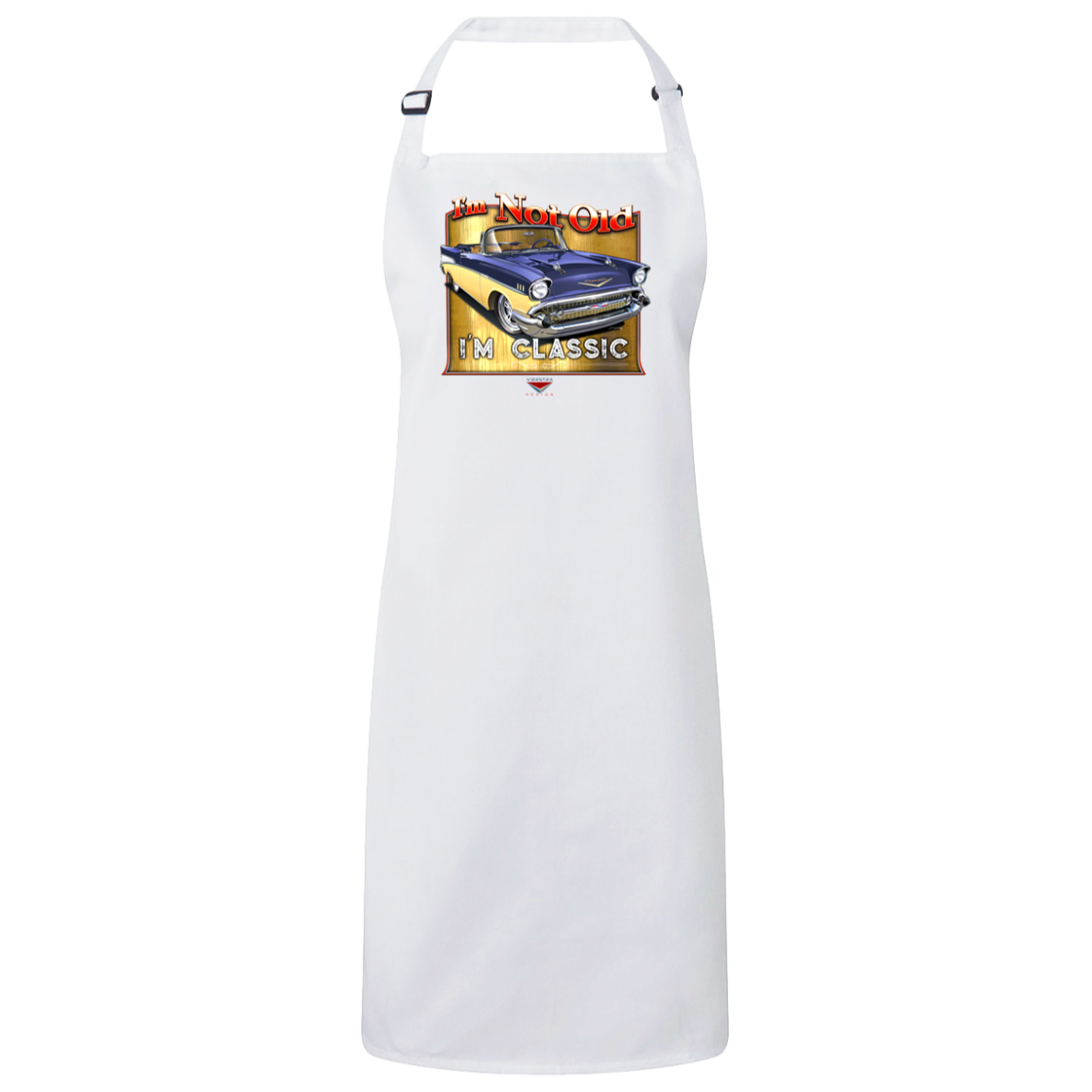 "I'm Not Old, I'm Classic" ’57 Chevy Bel Air Sustainable Unisex Cooking Bib Apron