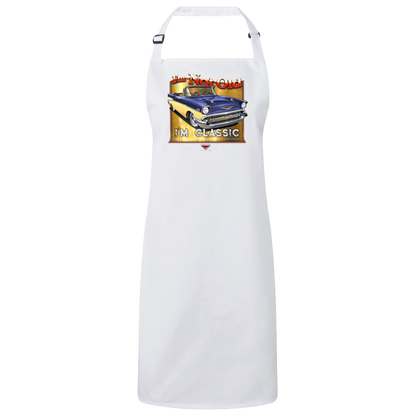 "I'm Not Old, I'm Classic" ’57 Chevy Bel Air Sustainable Unisex Cooking Bib Apron