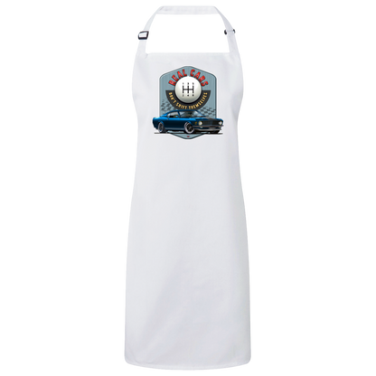 "Real Cars Don't Shift Themselves" ’70 Ford Mustang Sustainable Unisex Cooking Bib Apron