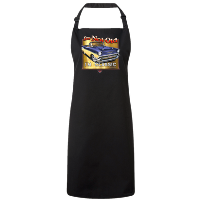 "I'm Not Old, I'm Classic" ’57 Chevy Bel Air Sustainable Unisex Cooking Bib Apron