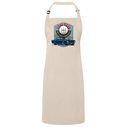 "Real Cars Don't Shift Themselves" ’70 Ford Mustang Sustainable Unisex Cooking Bib Apron